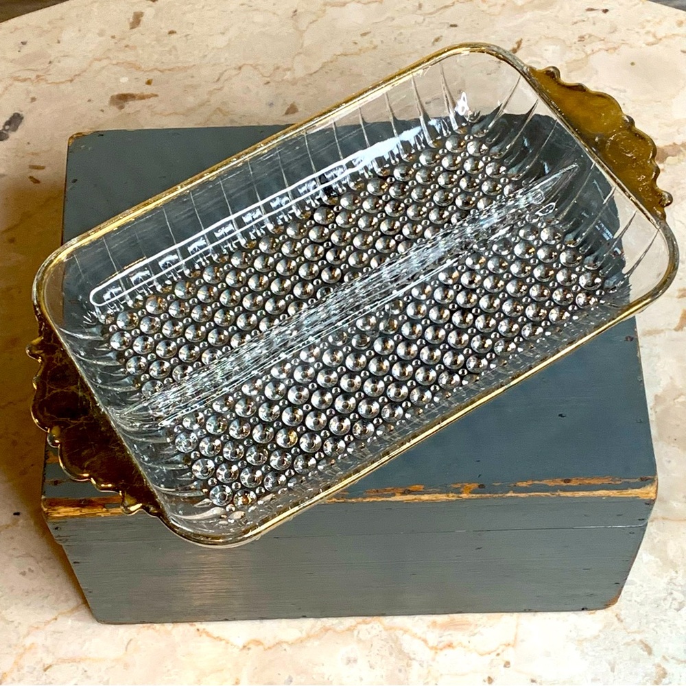 Vintage Anchor Hocking Hobnail & Ray Divided Relish Tray